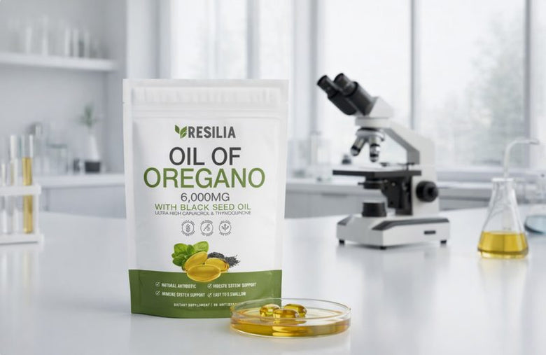 Oregano and black seed oil in a lab setting