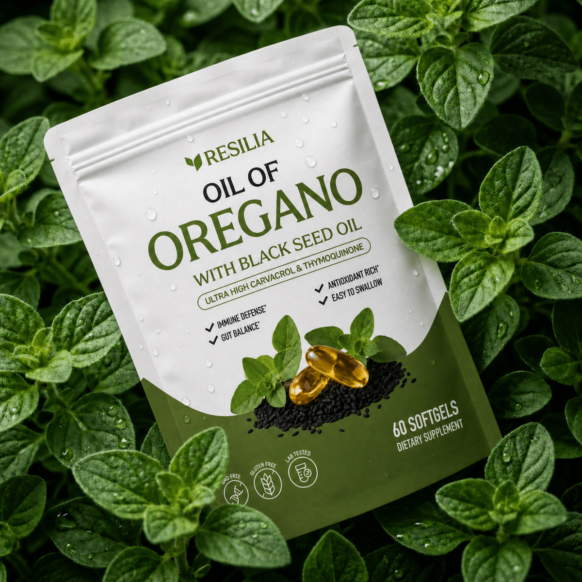 Correct Resilia Oil of Oregano with Black Seed Oil package